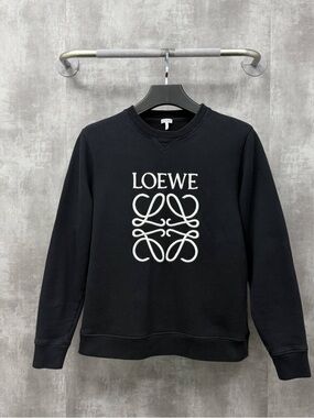 🚩steal Loewe Black Crewneck Sweatshirt with White Anagram Logo
